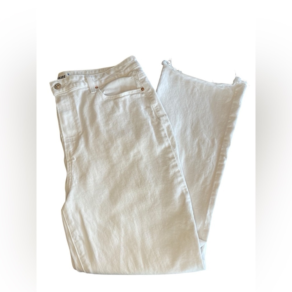 Paige High Rise Boot Cut White Jeans Women’s 32 12 Preppy Beach Coastal Travel